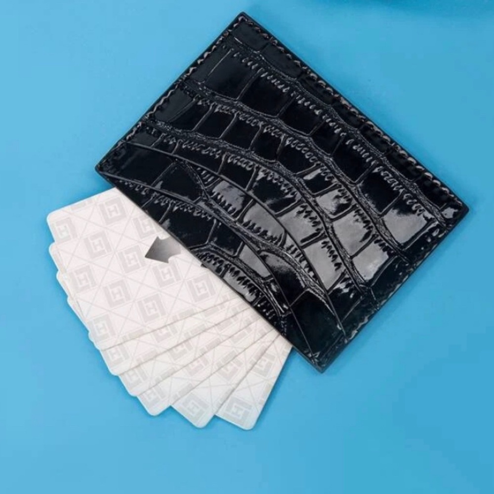 🆕 Black Croc Embossed Cardholder Wallet New